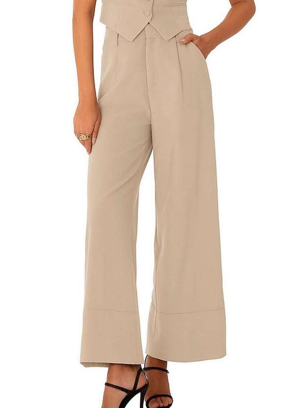 Enfim - Calça Feminina Wide Leg Cropped Enfim 1000129371 01383-Off-White