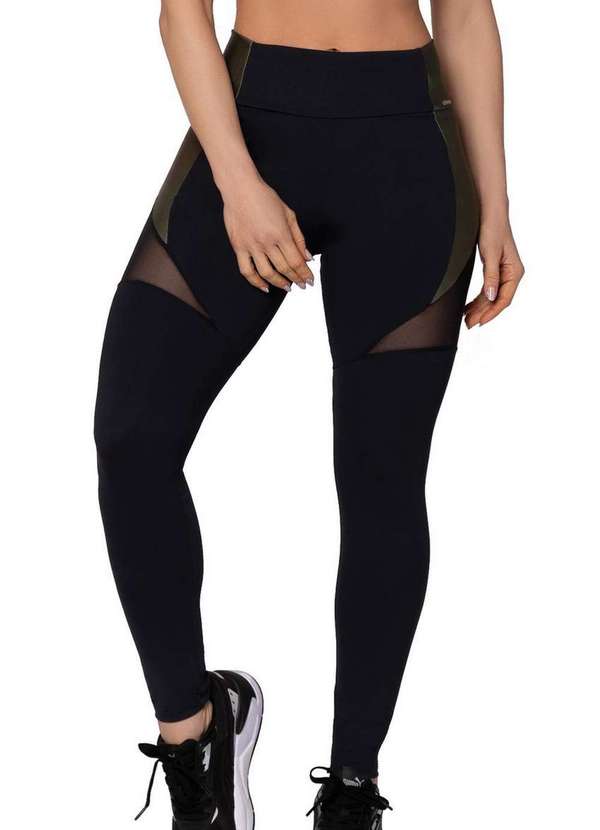 Selene - Legging Feminina Selene 24676-001 703-Preto-Verde-Militar