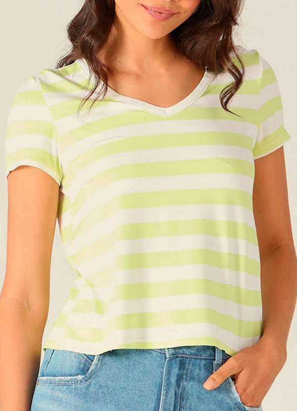 Malwee - Blusa Feminina Malwee 1000070952 Ca46c-Verde-Branco