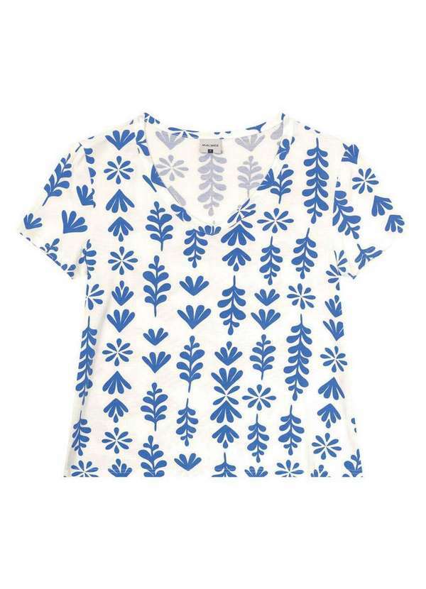 Malwee - Blusa Feminina Malwee 1000070952 Dk42c-Off-White-Folhas 2