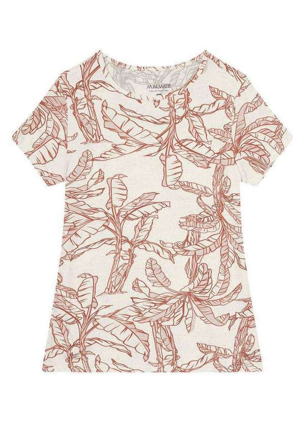 Malwee - Blusa Feminina Malwee 1000085891 Dk51c-Off-White-Folhas