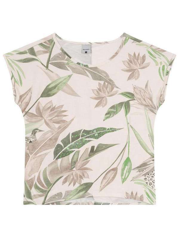 Malwee - Blusa Feminino Malwee 1000123865 Dl55c-Off-White-Folhagem