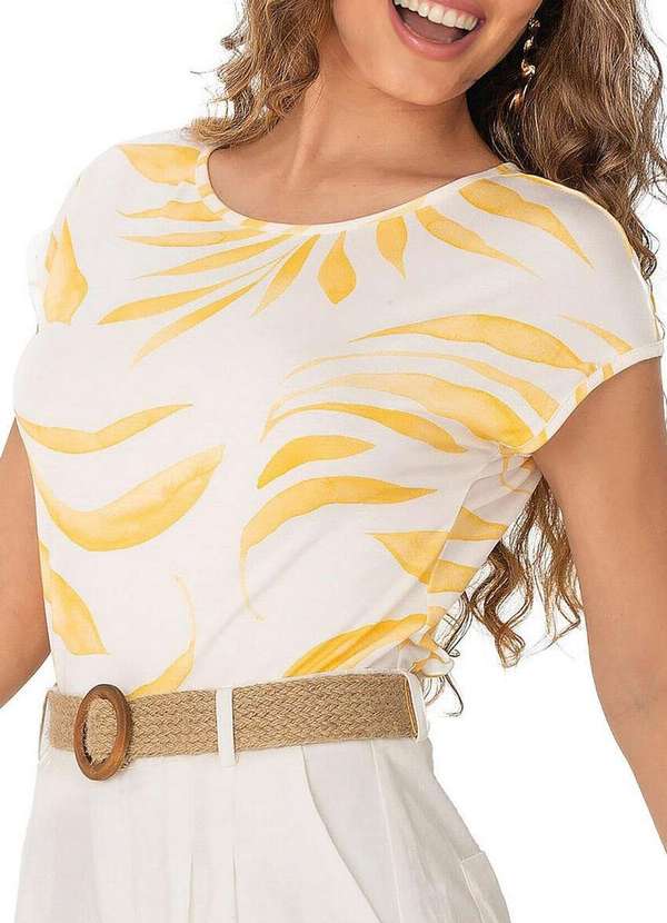 Malwee - Blusa Feminino Malwee 1000123865 Dl72b-Off-White-Folhagem