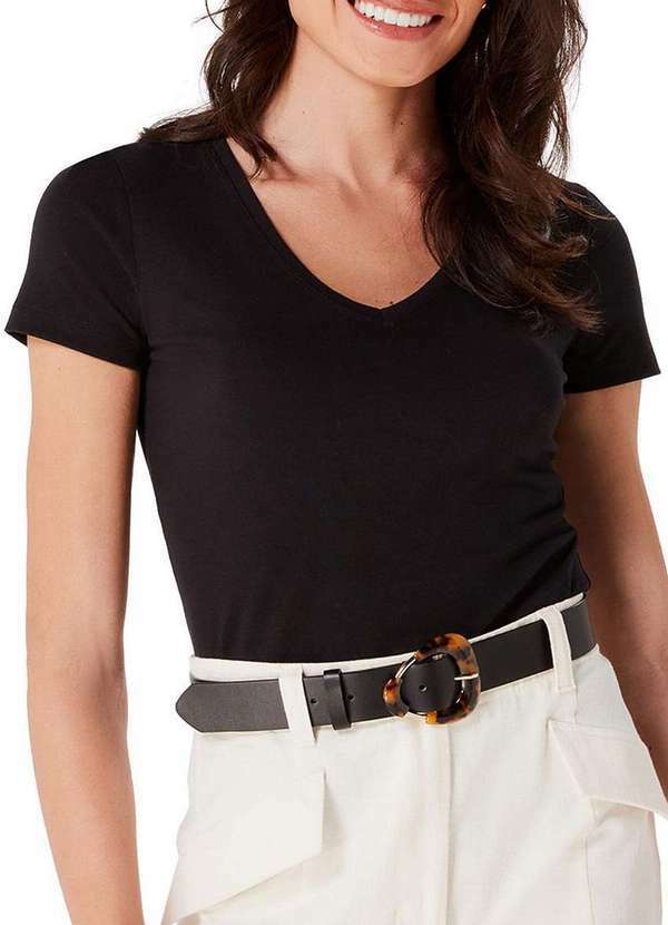Hering - Camiseta Feminina Hering 02tq N10-Preto