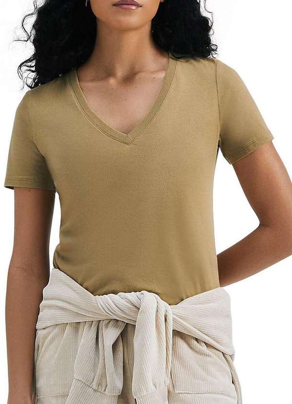 Hering - Camiseta Feminina Hering 4ez9 Eas-Oliva-Médio
