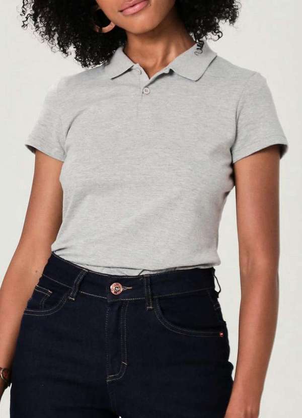 Malwee - Camiseta Feminina Polo Malwee 1000004504 50000-Cinza-Mescla