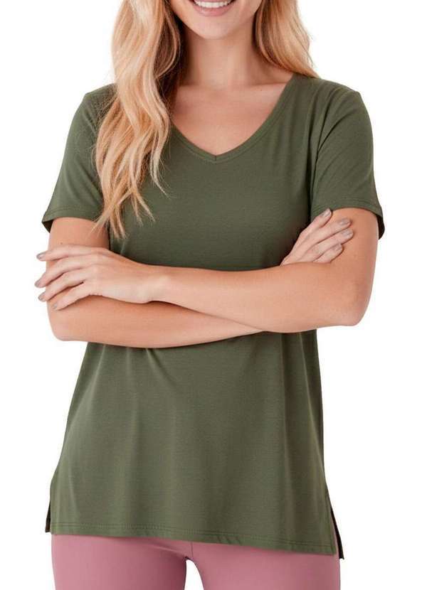 Enfim - Camiseta Feminina Reta Enfim 1000130634 00033-Verde-Escuro