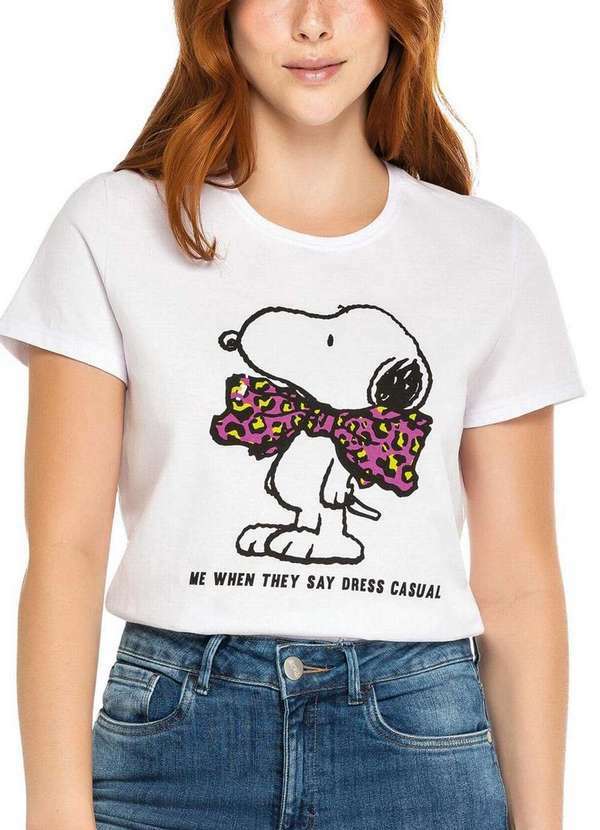 Enfim - Camiseta Feminina Snoopy Enfim 1000083266 00001-Branco