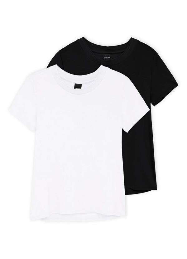 Malwee - Kit com 2 Camisetas Feminina Enfim 1000058544 Branco-Preto