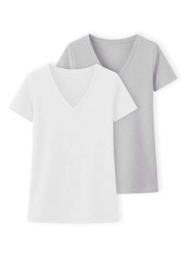 Hering - Kit com 2 Camisetas Feminina Hering 02tq Branco-Mescla