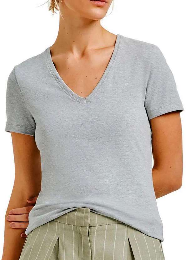 Hering - Kit com 2 Camisetas Feminina Hering 02tq Branco-Mescla 4