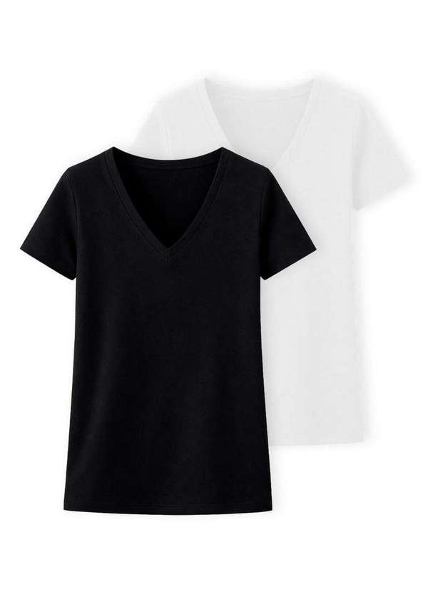 Hering - Kit com 2 Camisetas Feminina Hering 02tq Preto-Branco