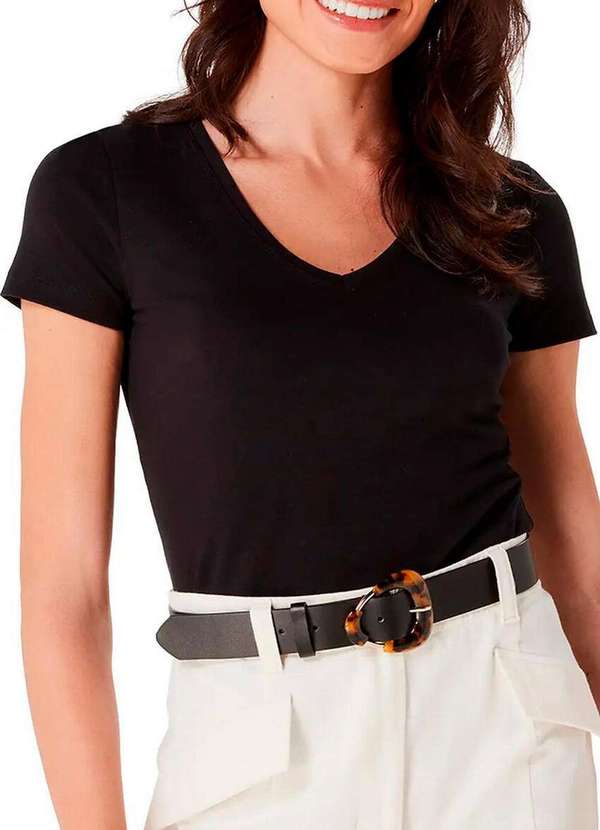 Hering - Kit com 2 Camisetas Feminina Hering 02tq Preto-Mescla 2