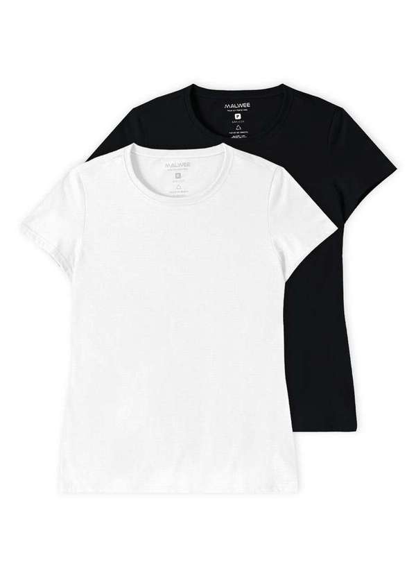 Malwee - Kit com 2 Camisetas Feminina Malwee 1000004499 Branco-Preto