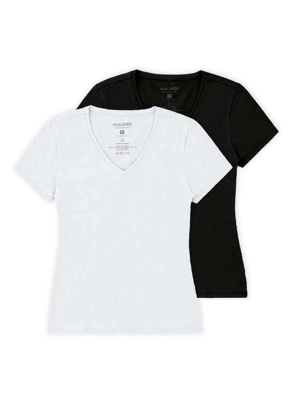 Malwee - Kit com 2 Camisetas Feminina Malwee 1000004502 Branco-Preto