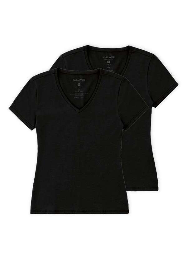 Malwee - Kit com 2 Camisetas Feminina Malwee 1000004502 Preto