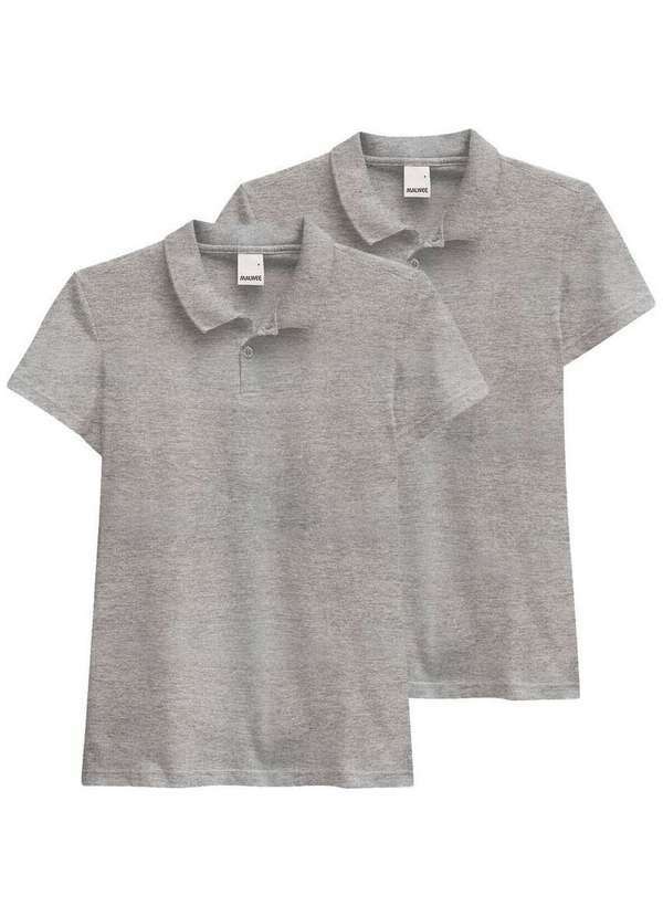 Malwee - Kit com 2 Camisetas Feminina Polo Malwee 1000004504 Cinza-Mescla