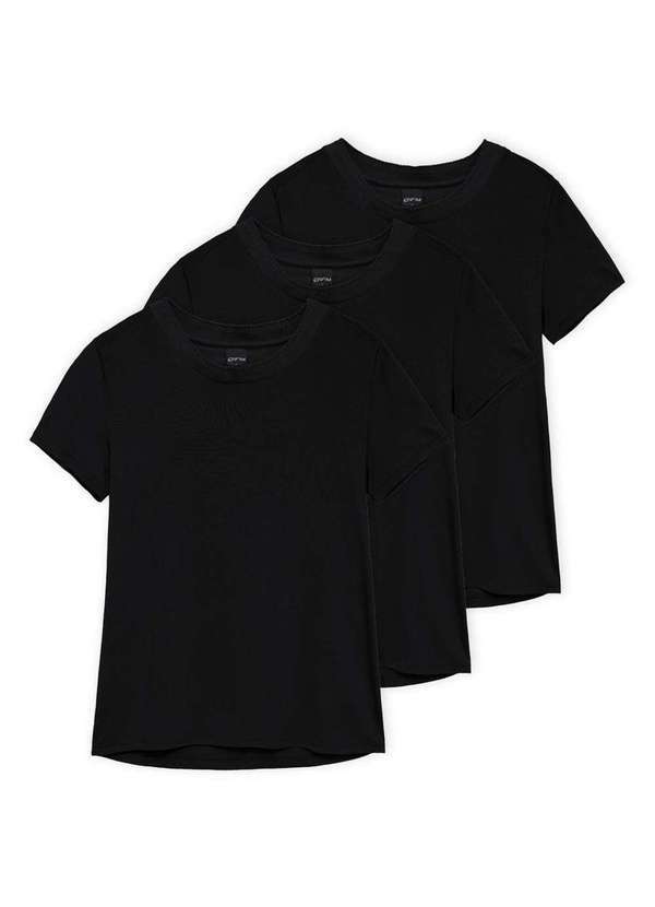 Enfim - Kit com 3 Camisetas Feminina Enfim 1000058544 Preto