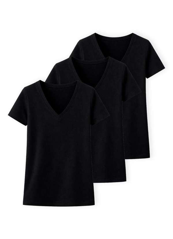 Hering - Kit com 3 Camisetas Feminina Hering 02tq Preto