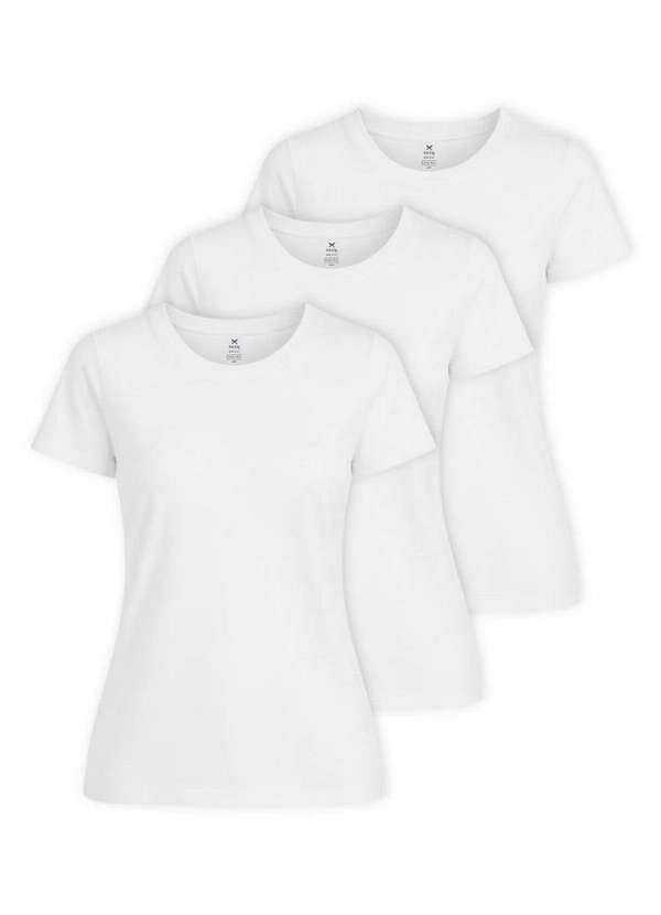 Hering - Kit com 3 Camisetas Feminina Hering 4fv4 1a-Branco
