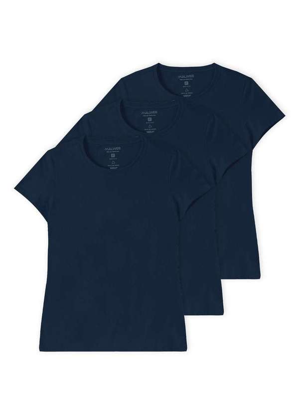 Malwee - Kit com 3 Camisetas Feminina Malwee 1000004499 Marinho