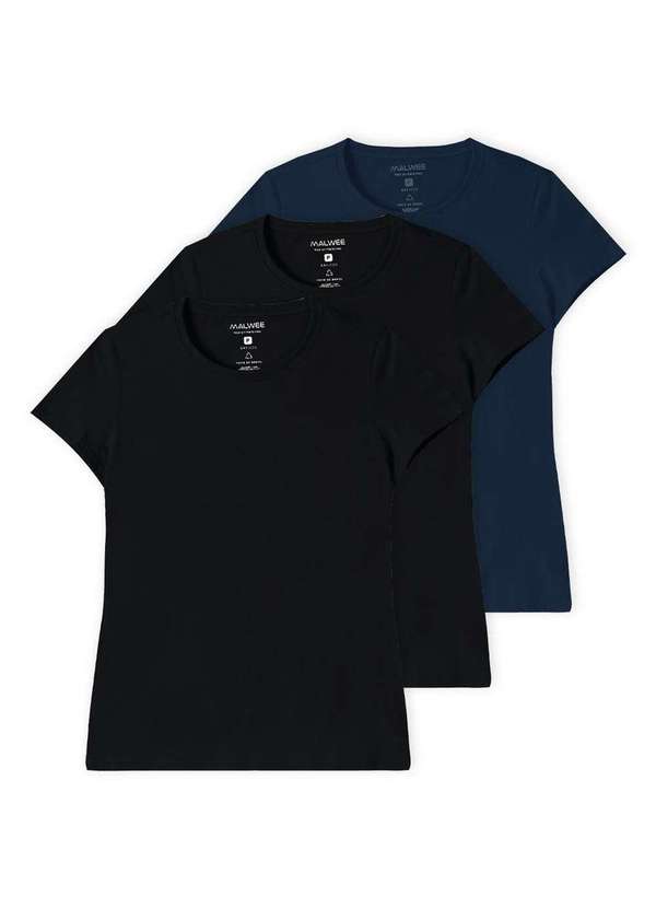 Malwee - Kit com 3 Camisetas Feminina Malwee 1000004499 Preto-Marinho