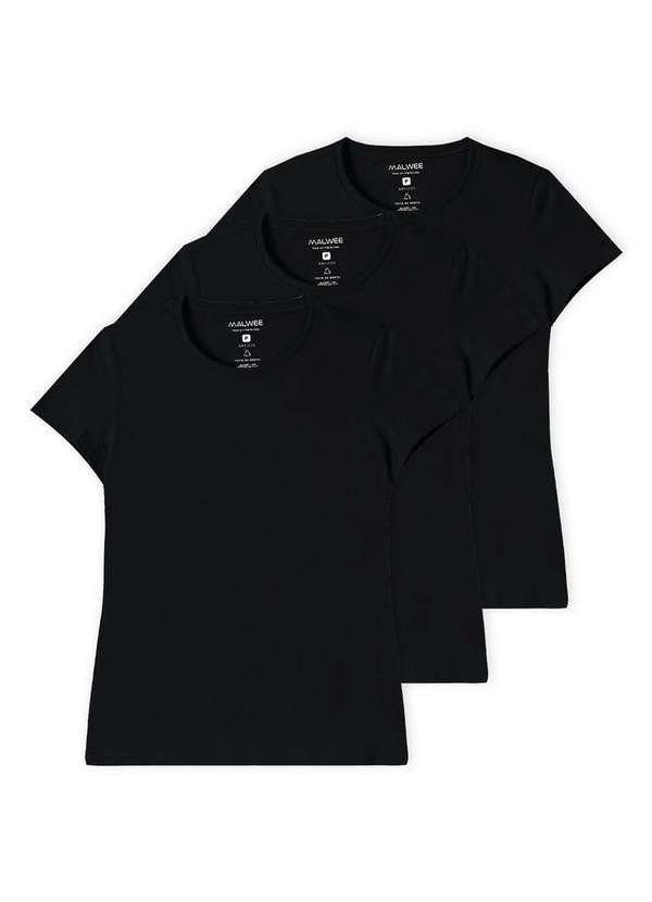 Malwee - Kit com 3 Camisetas Feminina Malwee 1000004499 Preto