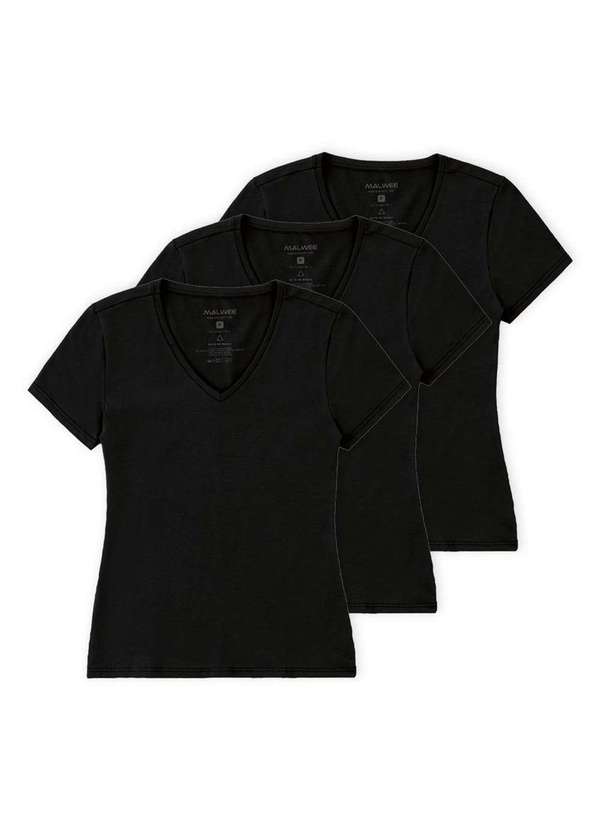 Malwee - Kit com 3 Camisetas Feminina Malwee 1000004502 Preto