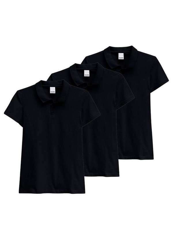 Malwee - Kit com 3 Camisetas Feminina Polo Malwee 1000004504 Preto