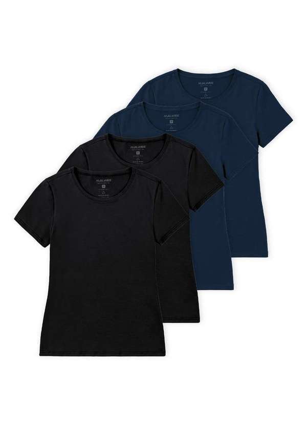 Malwee - Kit com 4 Camisetas Feminina Malwee 1000004500 Preto-Marinho