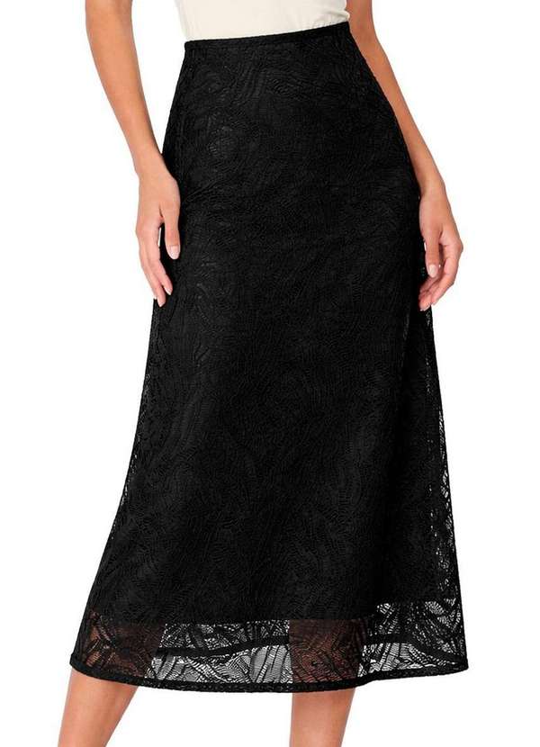 Enfim - Saia Midi Evasê Enfim 1000132881 00004-Preta