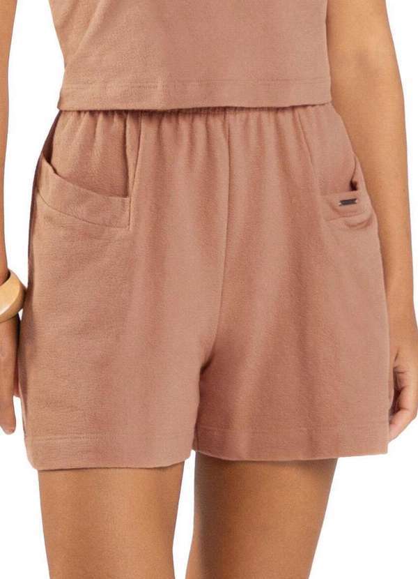 Marialícia - Shorts Feminino Marialicia 183764 3044-Laranja-Damasco