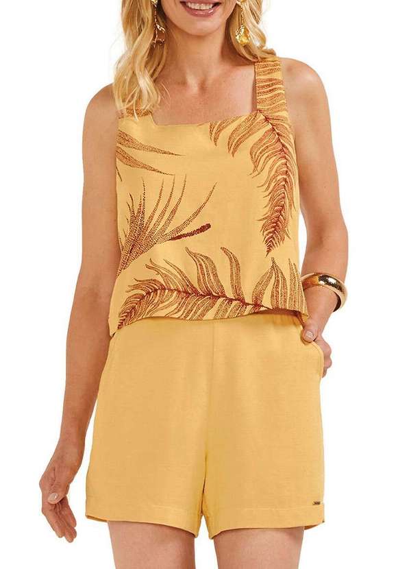 Marialícia - Shorts Feminino Marialicia 184288 3567-Mostarda 3