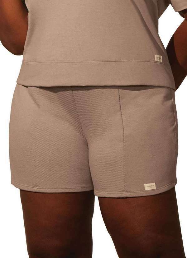 Marialícia - Shorts Feminino Reto Marialicia 184280 8038-Marrom-Claro