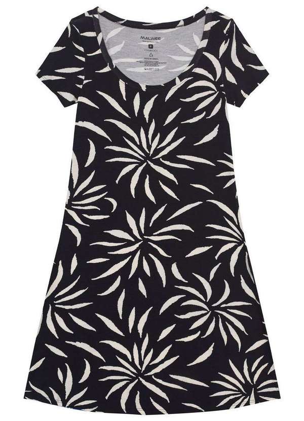 Malwee - Vestido Curto Evasê 1000104809 Dl84a-Preto-Abstrato 5