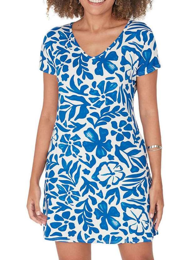 Malwee - Vestido Curto Malwee 1000120877 Dk38b-Off-White-Floral