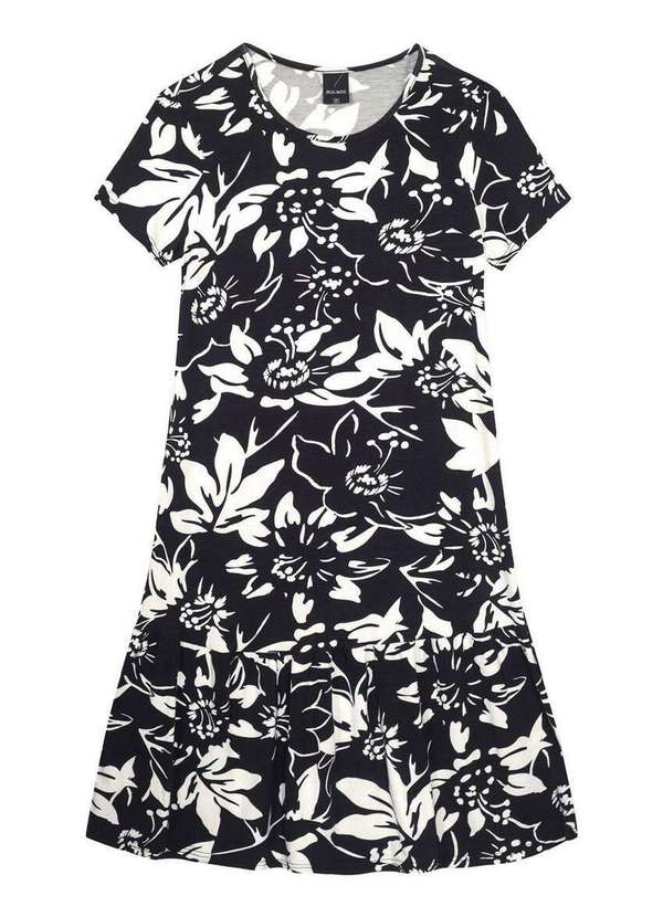 Malwee - Vestido Curto Malwee 1000120878 Dj88a-Preto-Floral 1