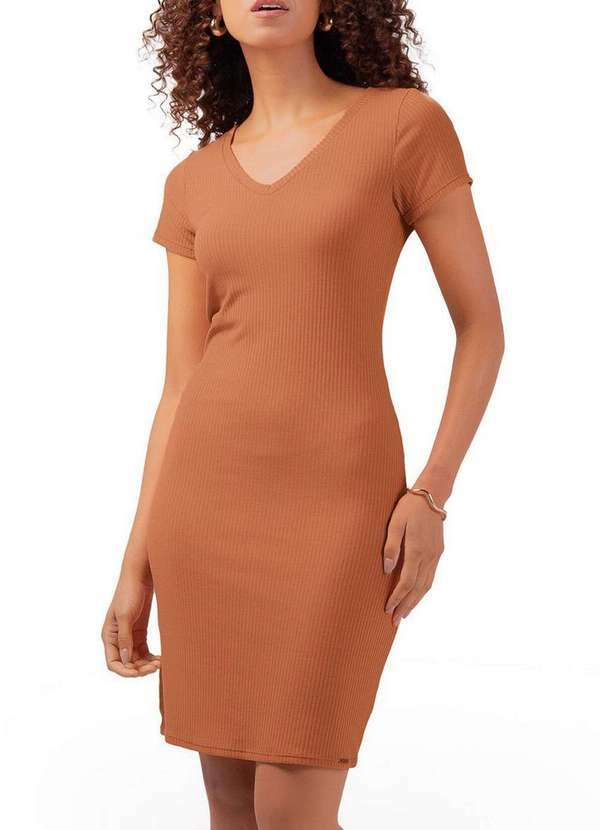 Marialícia - Vestido Curto Marialicia 52083 8028-Marrom-Ferro