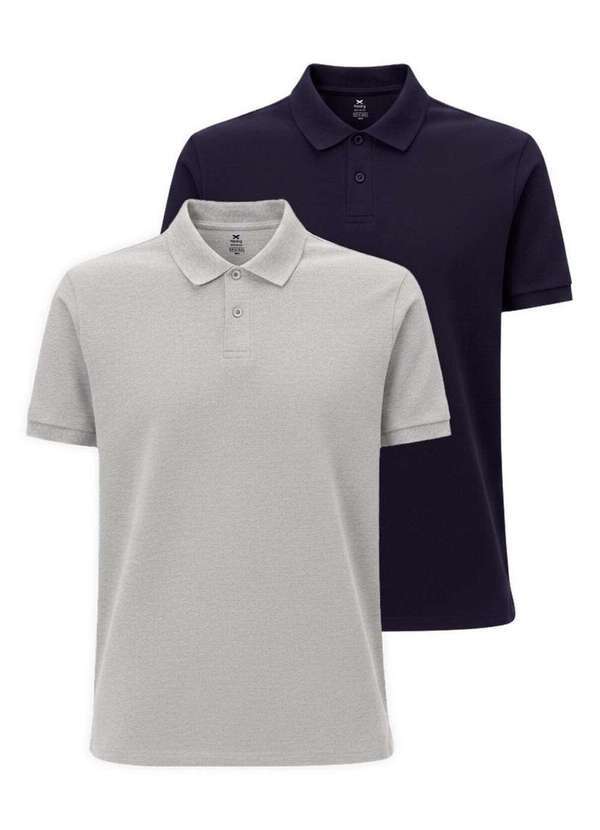 Hering - Kit com 2 Camisetas Polo Masculina Hering N3a7 Cinza-Marinho