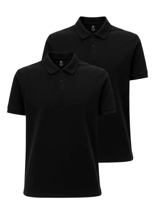 Hering - Kit com 2 Camisetas Polo Masculina Hering N3a7 Preto