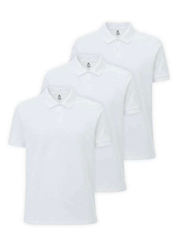 Hering - Kit com 3 Camisetas Polo Masculina Hering N3a7 Branco