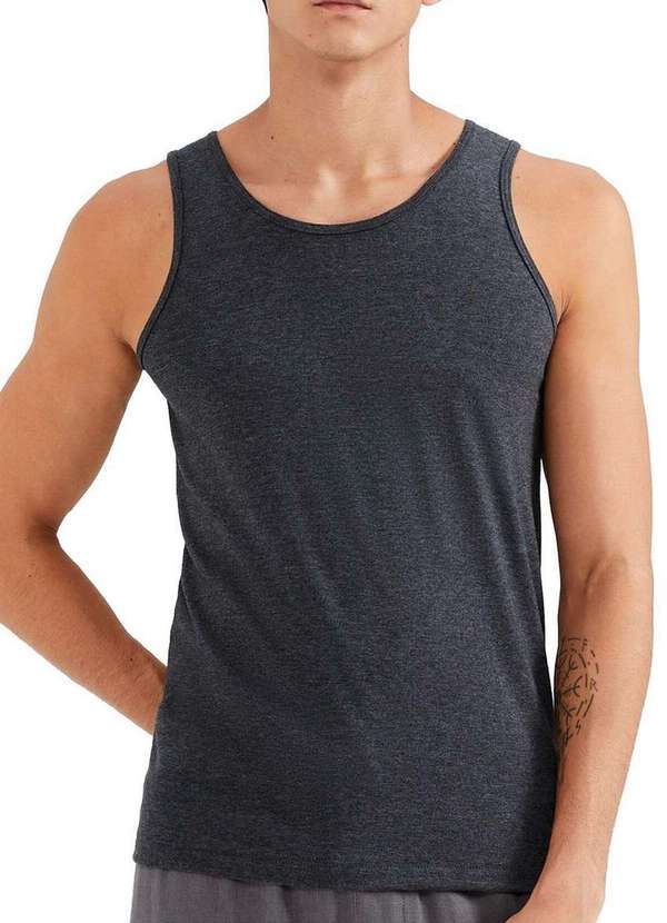 Hering - Camiseta Regata Masculina Hering 0199 Md3-Cinza-Mescla-Escuro