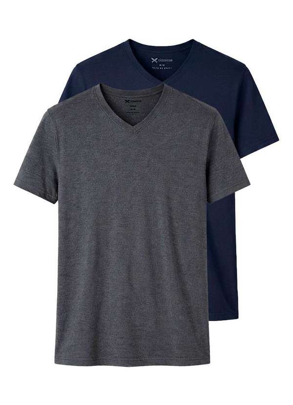 Hering - Kit com 2 Camisetas Masculina Hering 022b Mescla-Escuro-Marinho