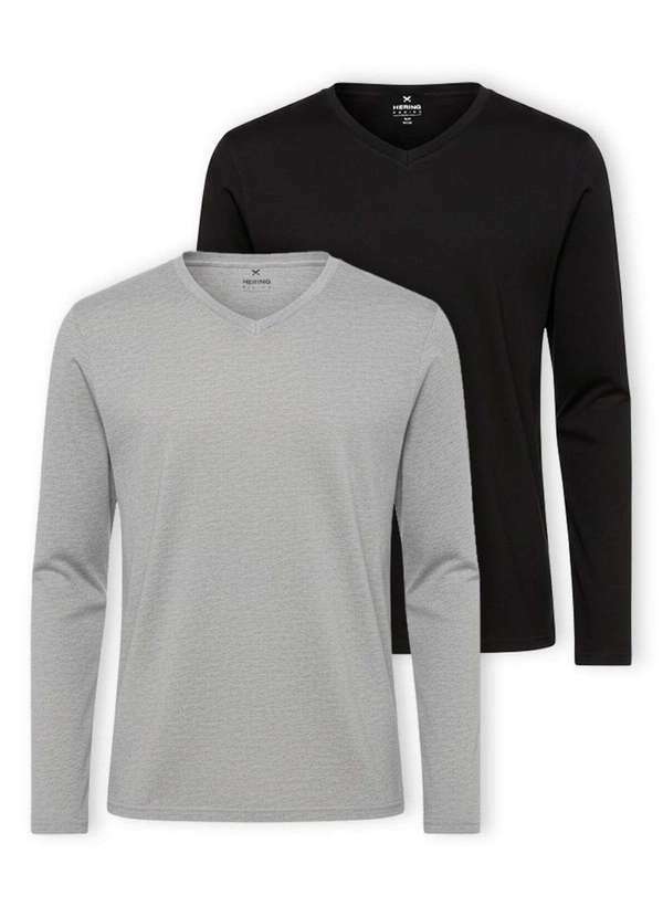 Hering - Kit com 2 Camisetas Masculina Hering 022d Mescla-Marinho