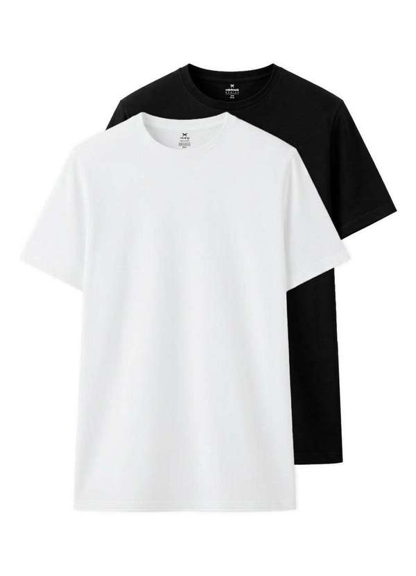 Hering - Kit com 2 Camisetas Masculina Hering 0201 Branco-Preto