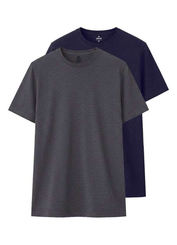 Hering - Kit com 2 Camisetas Masculina Hering 0201 Mescla-Escuro-Marinho