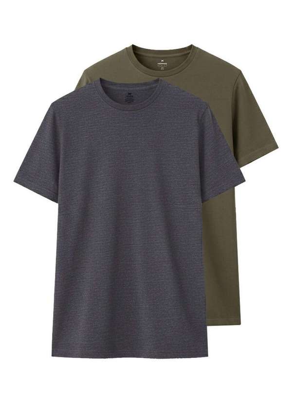 Hering - Kit com 2 Camisetas Masculina Hering 0201 Mescla-Escuro-Verde