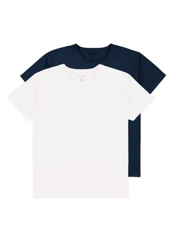 Malwee - Kit com 2 Camisetas Masculina Malwee 1000004423 Branco-Marinho