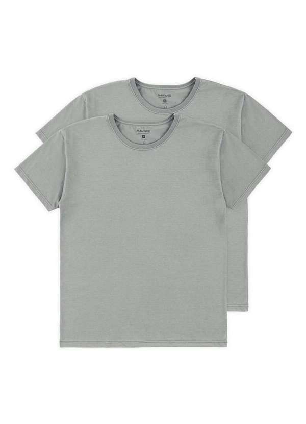 Malwee - Kit com 2 Camisetas Masculina Malwee 1000004423 Cinza-Mescla