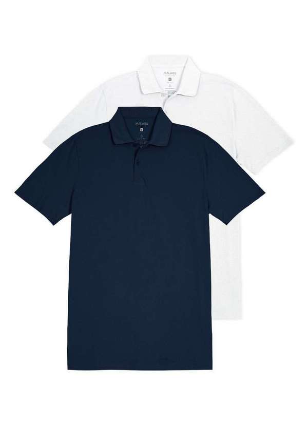 Malwee - Kit com 2 Camisetas Polo Masculina Malwee 1000004425 Azul-Marinho-Branco